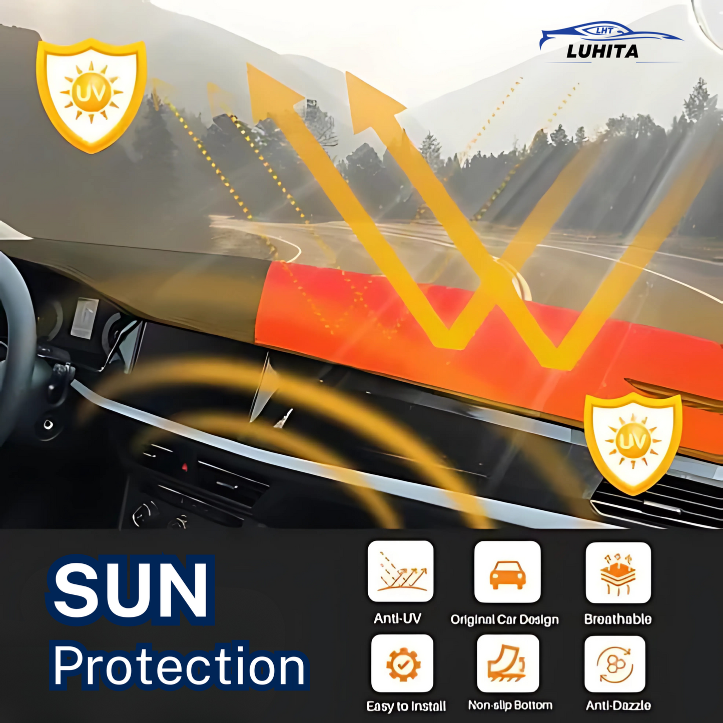 LUHITA™ DASHBOARD MAT COVER For Sedan, Hatchback, MPV, Truck, SUV etc