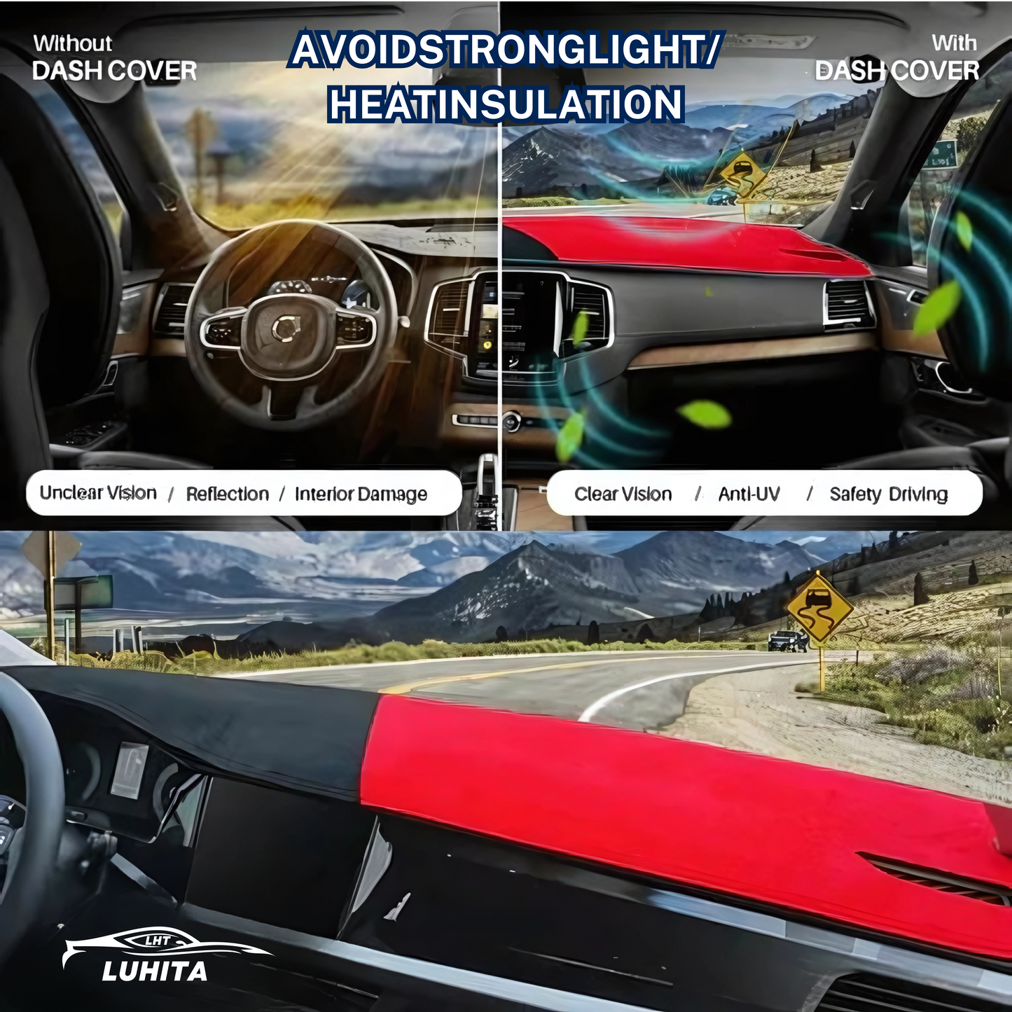 LUHITA™ DASHBOARD MAT COVER For Sedan, Hatchback, MPV, Truck, SUV etc