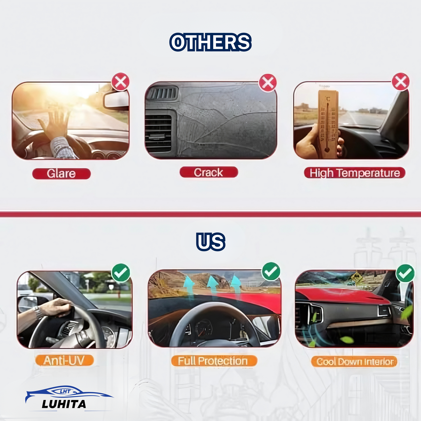 LUHITA™ DASHBOARD MAT COVER For Sedan, Hatchback, MPV, Truck, SUV etc