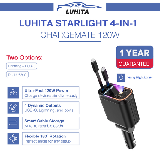 LUHITA™ STARLIGHT 4-IN-1 CAR CHARGER ADAPTER