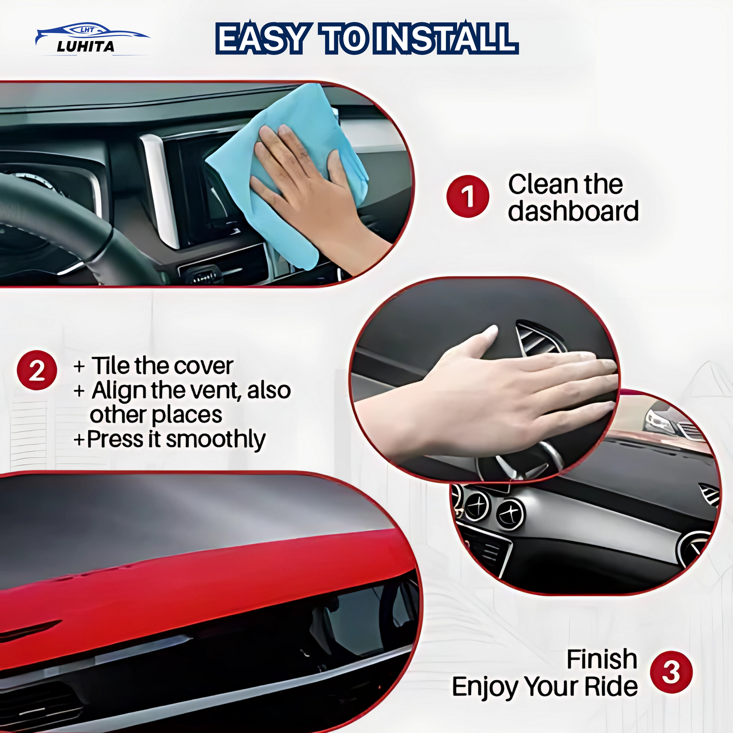 LUHITA™ DASHBOARD MAT COVER For Sedan, Hatchback, MPV, Truck, SUV etc