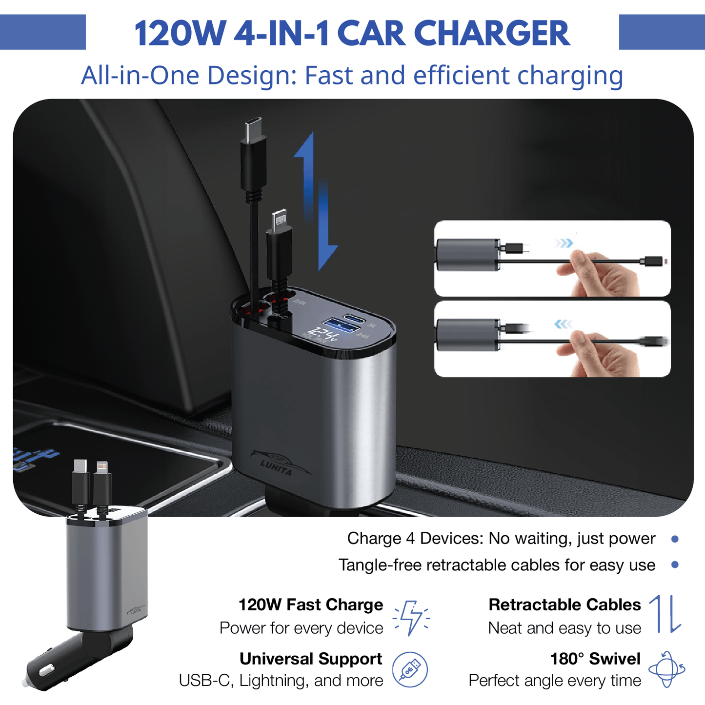 LUHITA™ 4-IN-1 CAR CHARGER ADAPTER