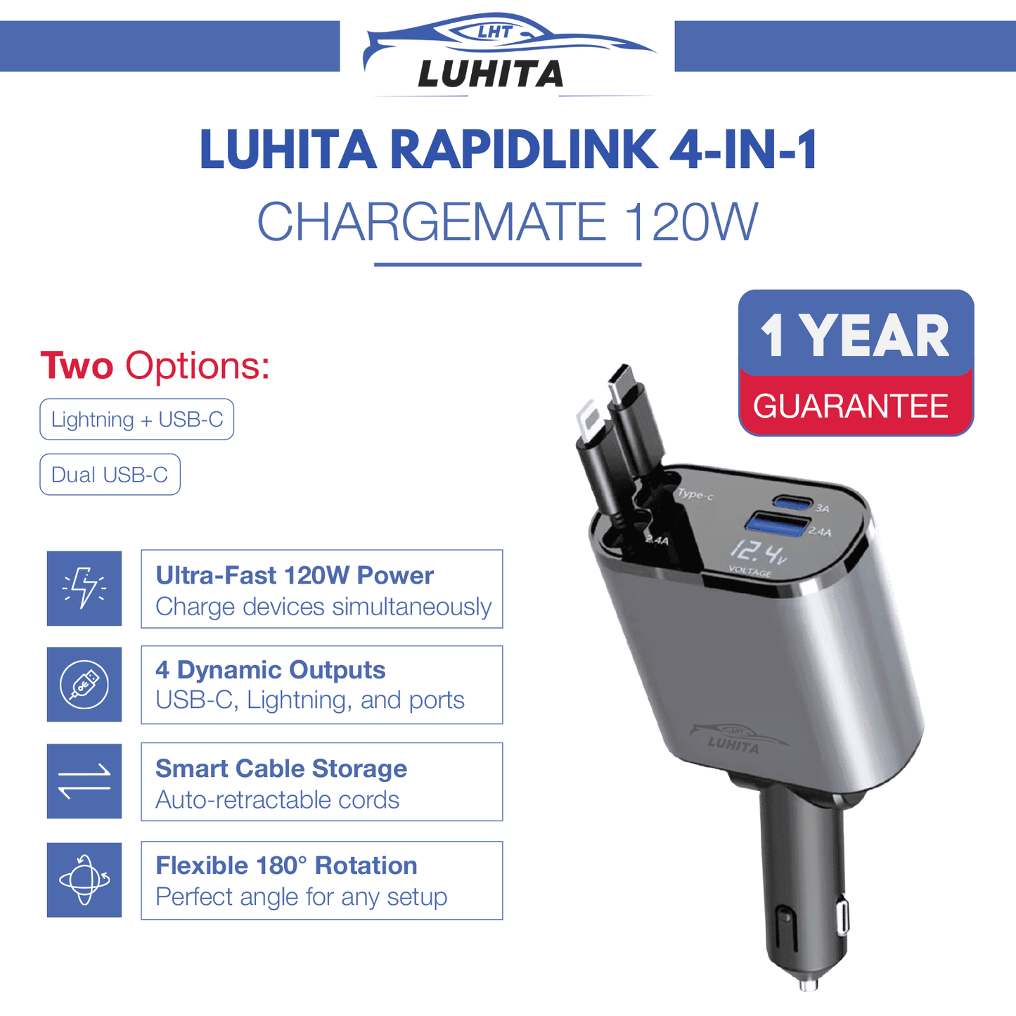 LUHITA™ 4-IN-1 CAR CHARGER ADAPTER